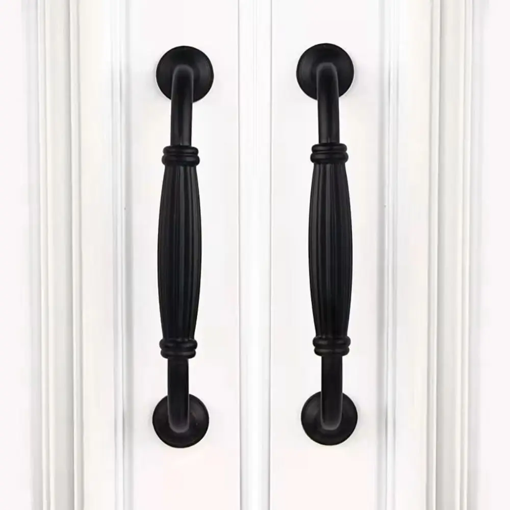 Aluminum Alloy Arched Cabinet Door Handles Retro Style Minimalist Wardrobe Door Handle Multifunctional Black Furniture Handles
