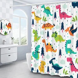 Cartoons Animals Shower Curtains Cute Dinosaurs Fish Funny Cats Dogs Paw Prints Bathroom Decor Accessories Fabric Bath Curtains