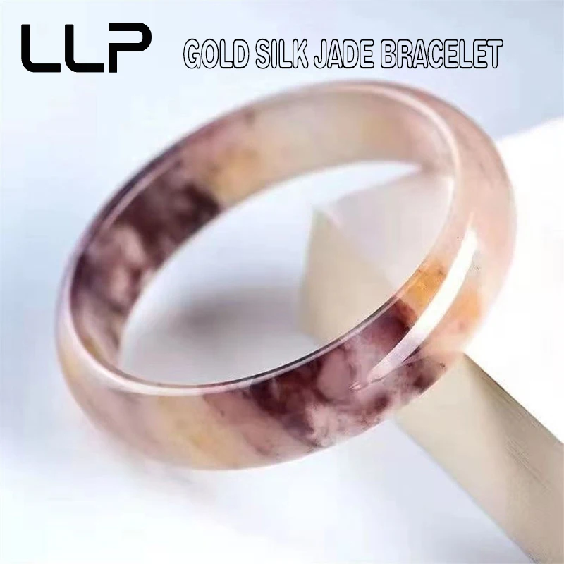 Natural Hetian Golden Silk Jade Bangle Charms Fashion Fine Jewelry Sets Designer Women Luxury Bracelet Souvenir Holiday Gifts