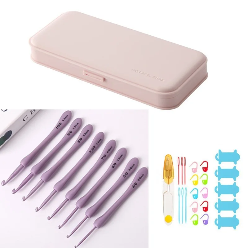 8Pcs/set Purple Crochet Hooks Set Craft Crochet Weaving Knitting Needles Hooks For Sewing Crafts Stitching 2.5-6.0mm