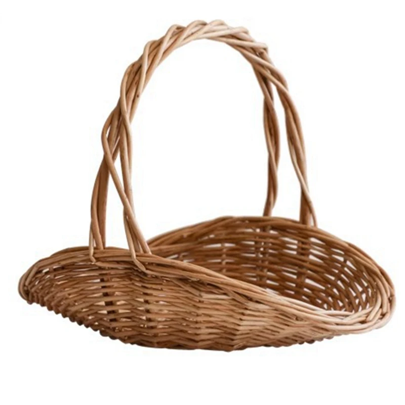 Picnic Basket Easter Candy Basket Wedding Flower Girl Baskets Fast Food Basket Woven Pantry Organizer Easy Install Easy To Use