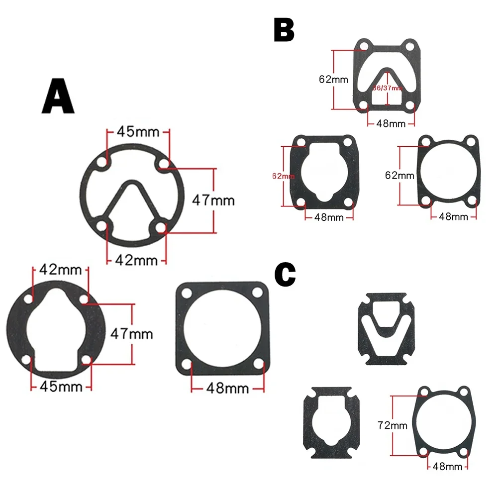 1 set 3In1 Compressore d'aria Testata Base Piastra valvola Guarnizioni Rondelle Accessorio strumento di ricambio in plastica nera