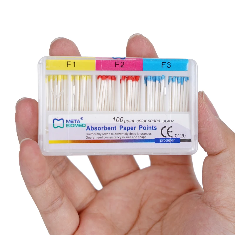 100pcs/box Dental Absorbent Paper Points Taper F1 F2 F3 Size Dental Root Endodontics Moisture Absorbent Paper Points Consumables
