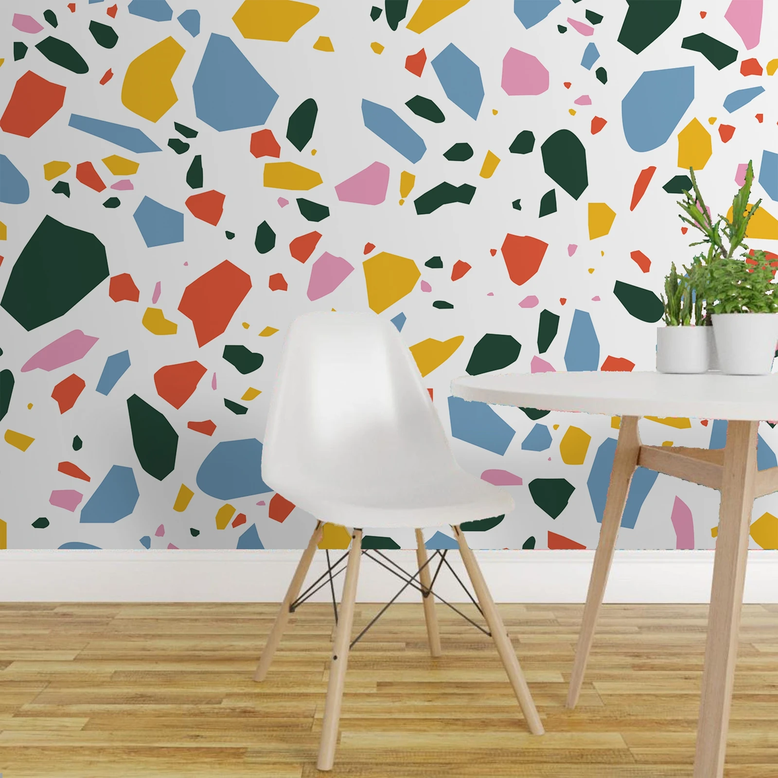 

Настенная роспись с узором «Счастливый терраццо», современный и модный клей для стен, минималистичные красивые пастельные цвета, фото кухонные обои