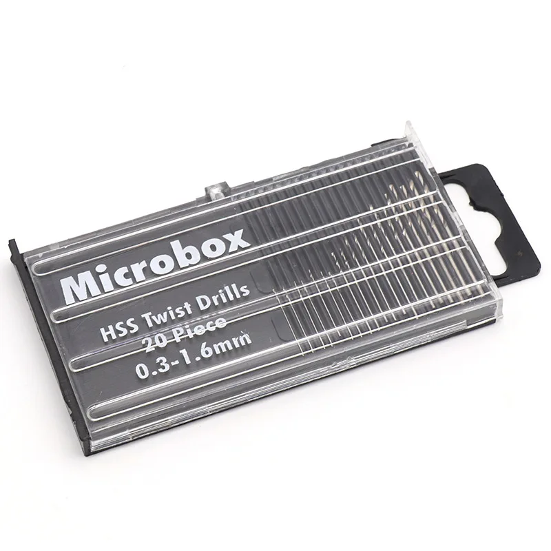 20pcs/set 0.3mm-1.6mm Mini High Speed Steel Twist Drill Bit Set Micro HSS drill bit set with Case