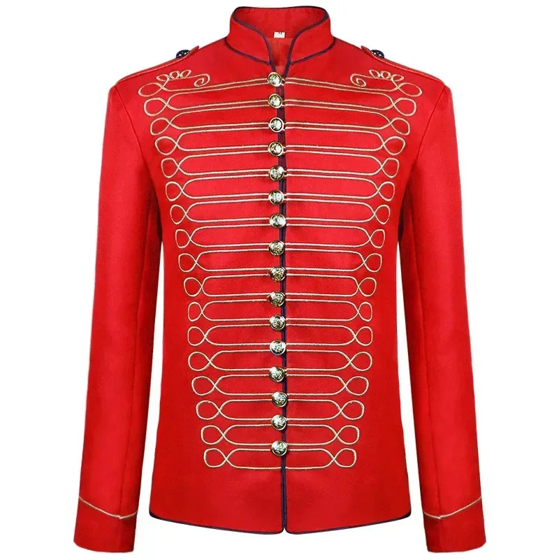 중세 남성 스팀펑크 후사르 행진 밴드 군용 드러머 퍼레이드 재킷 코스프레 의상