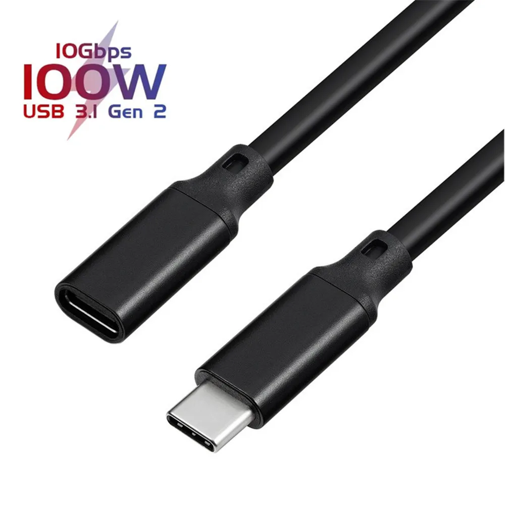 20Gbps USB C 3.2 Extension Cable 90 Degree USB 3.2 Gen2 Type-c Male to Female Extender Cable 4K@60Hz 100W Charging Data Transfer