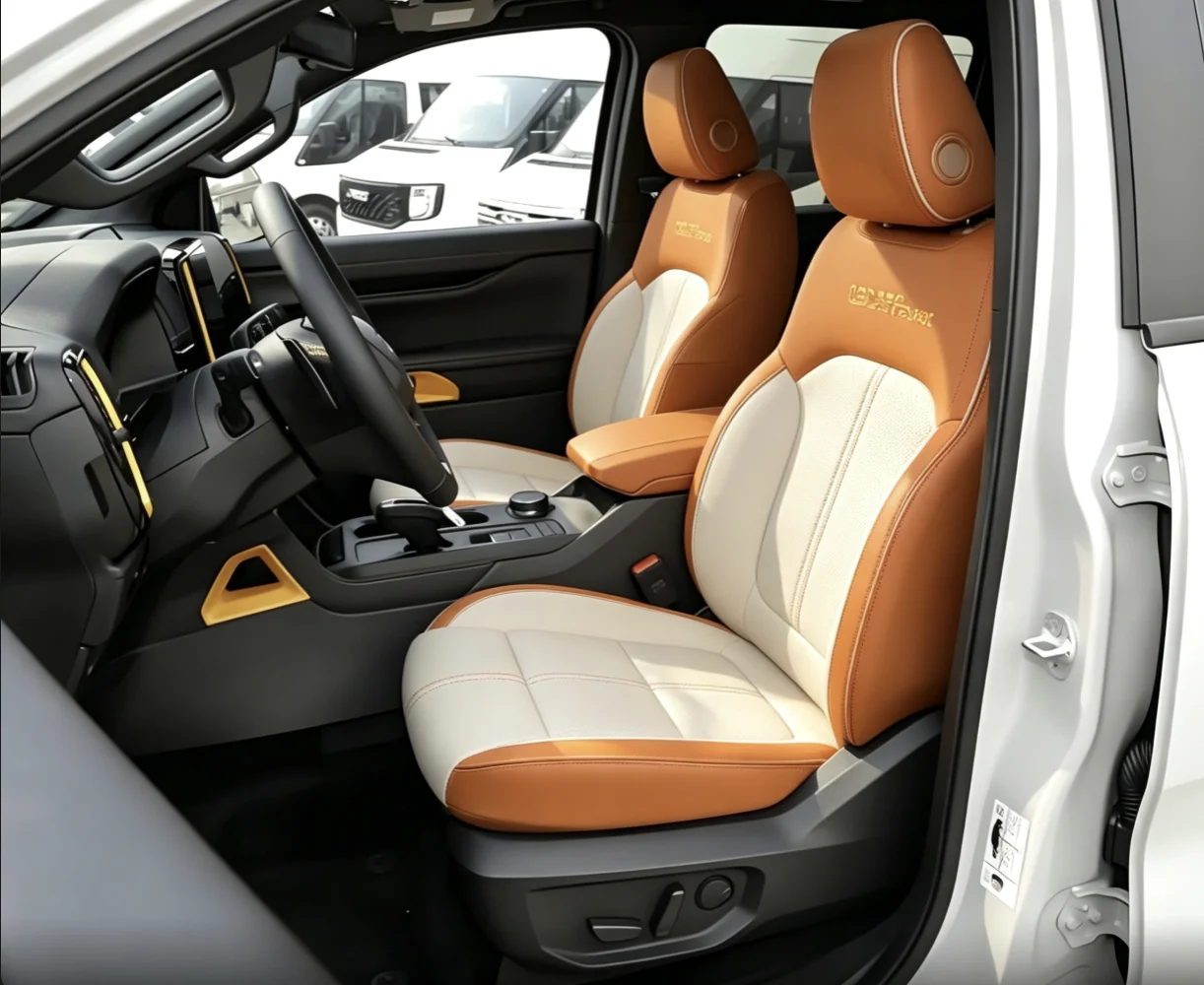 Für Ford Ranger 2023~2025 Maßgefertigte Autositzbezüge Luxuriöses Nappaleder 100% Passgenau Innenausstattung 360 ° Vollständige Abdeckung – Detail 3