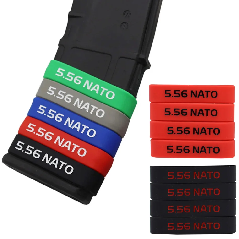 

4 шт./лот, тактическая маркировочная лента для журналов, страйкбольная винтовка, эластичное резиновое кольцо для 5,56 Nato MAG