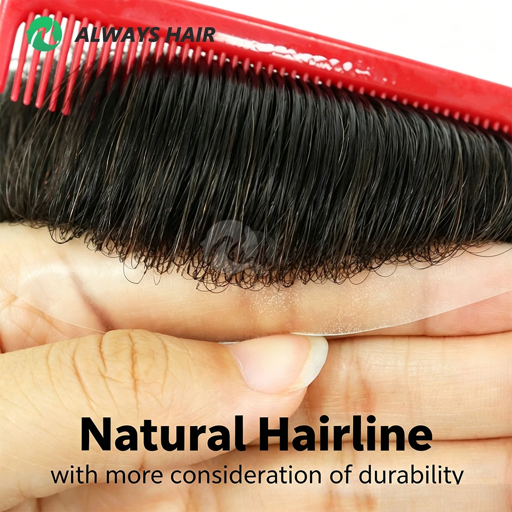 Australia Toupee Men Lace and PU Base Wig for Men Indian Human Hair Replacement System Australia Unit Short Male Hair Prosthesis image 6
