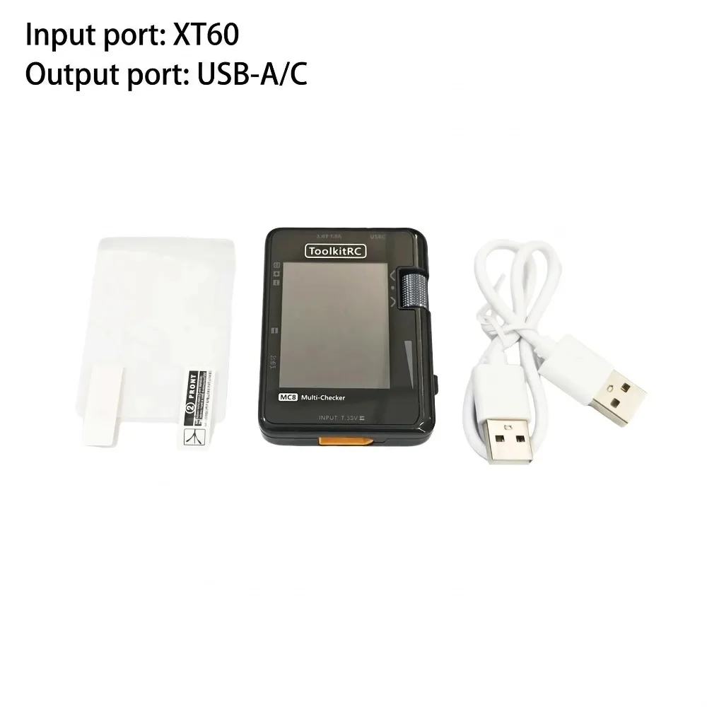 UniFlyToolkitRC MC8 Multi-Function Battery Checker 1-8S Cell Balancer Servo Signal Tester PD QC Fast Charger