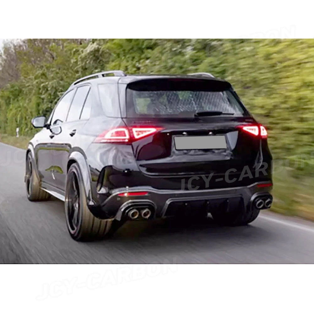 

Carbon Fiber For Benz GLE-Class W167 GLE63 AMG SUV 2021+ Rear Bumper Lip Diffuser Spoiler With Exhaust Tips Bodykit Accessories