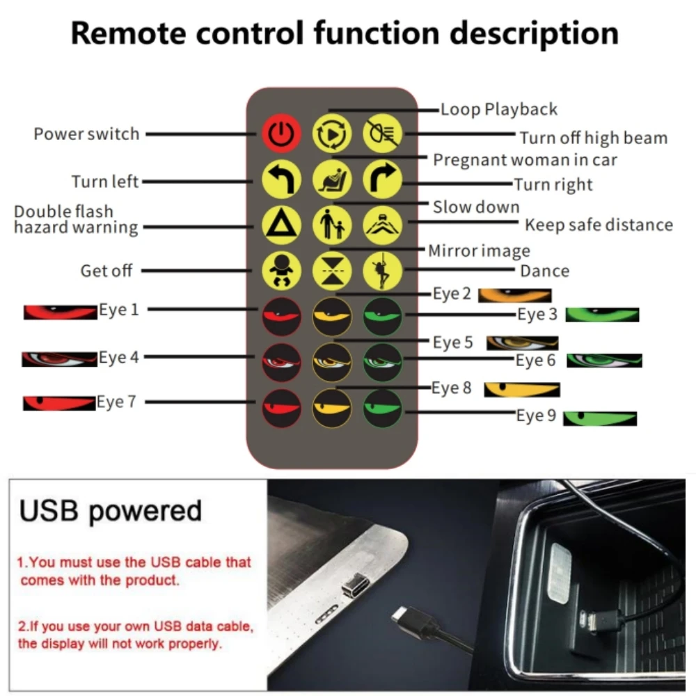 Devil Eyes Light Truck LED Windshield Eyes Custom Flexible Neon Matric Panel Car LED Display Flashing Evil Eyes For Cars