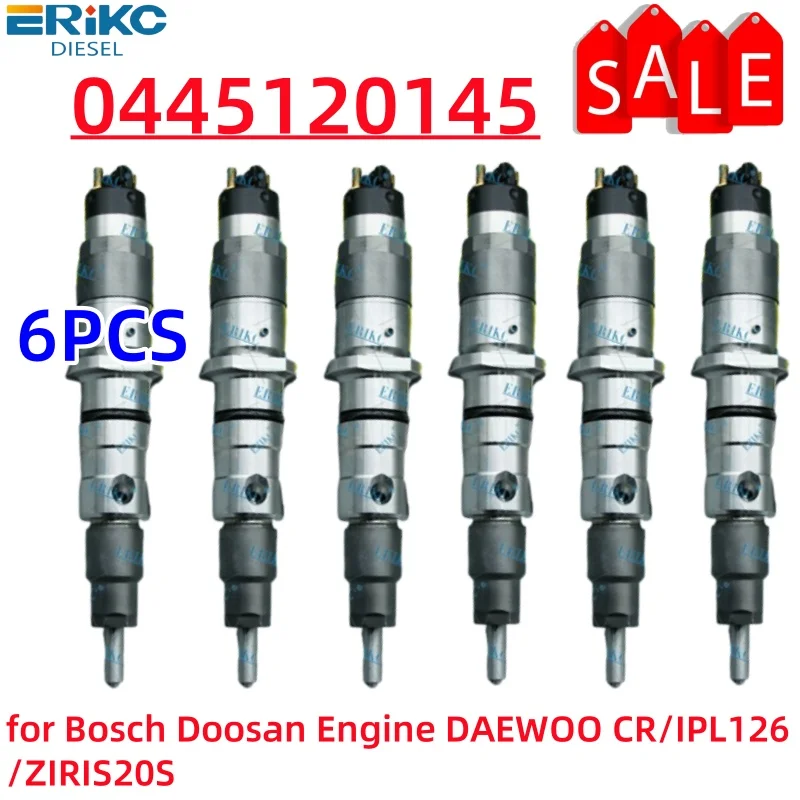 6X Fuel Injector 0445120145 0445 120 145 0 445 120 145 Common Rail Fuel for Bosch Doosan Engine DAEWOO CR/IPL126/ZIRIS20S