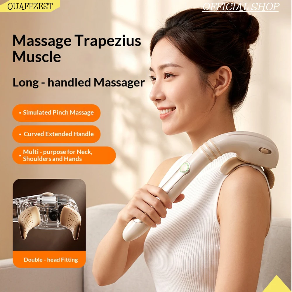 Long‑Handle Handheld Shoulder Neck Massager Simulated Kneading for Trapezius Muscle