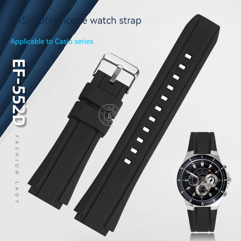 Rubber Strap Resin watchband For CASIO Edifice 5119 EF-552 EF-552D Convex mouth Waterproof Silicone Bracelet Black Men\'s 25*20mm