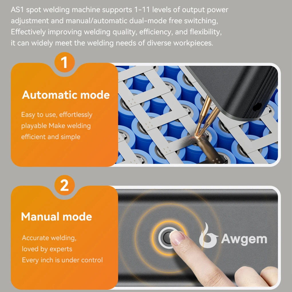 Handheld Portable Digital Display Mini Spot Welding Machine 11 Gears Spot Welder Adjustable Automatic Trigger for 18650 Battery