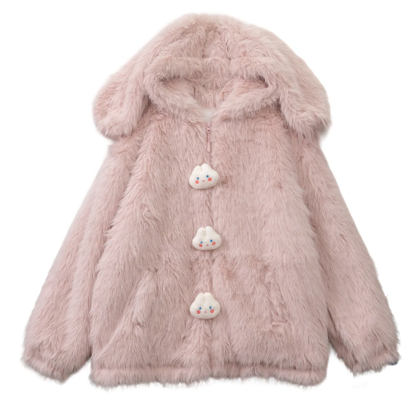 

Coalfell милый кролик с длинными ушками и капюшоном, утепленная пушистая куртка Лолиты, женская зимняя куртка