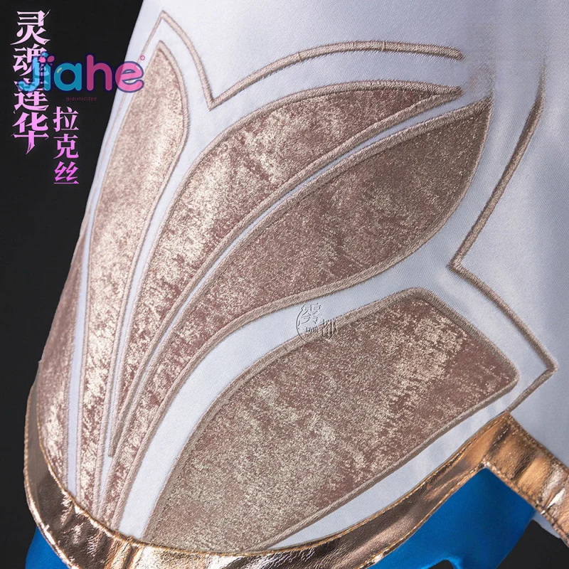 Luxanna Crownguard لعبة LOL تأثيري حلي سيدة اللمعان فستان حفلة الهالوين شعر مستعار الدعامة مجموعة المرأة مثير موحدة S-XXL