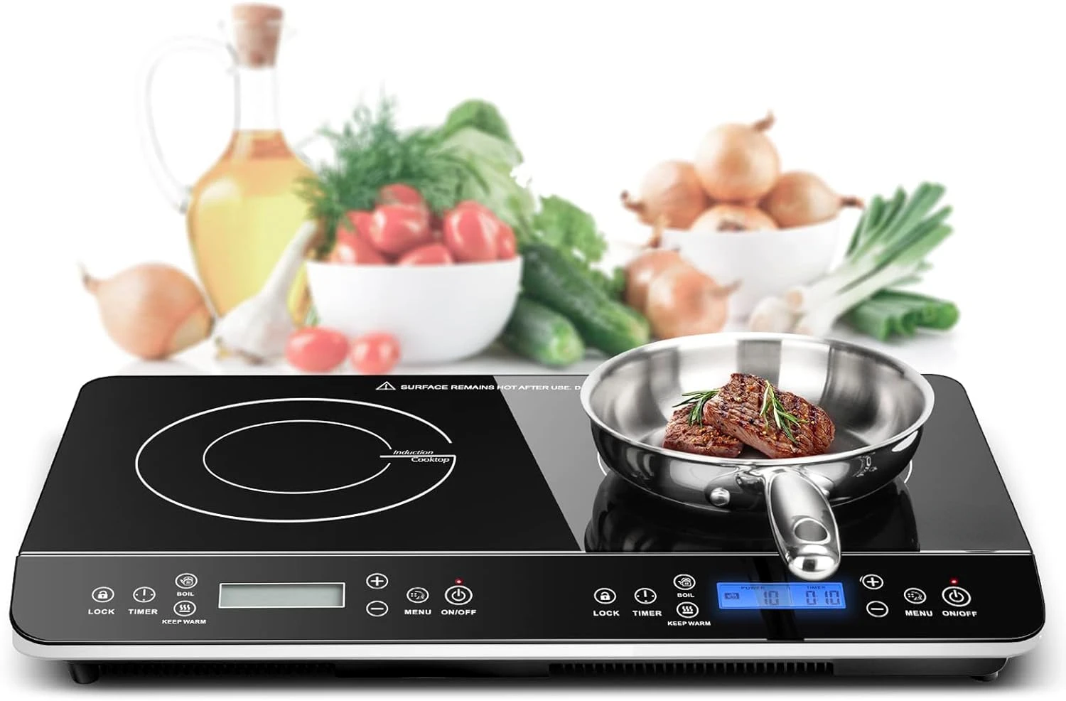 Portable Double Induction Cooktop 1800W Digital Electric Countertop Burner Sensor Touch Stove