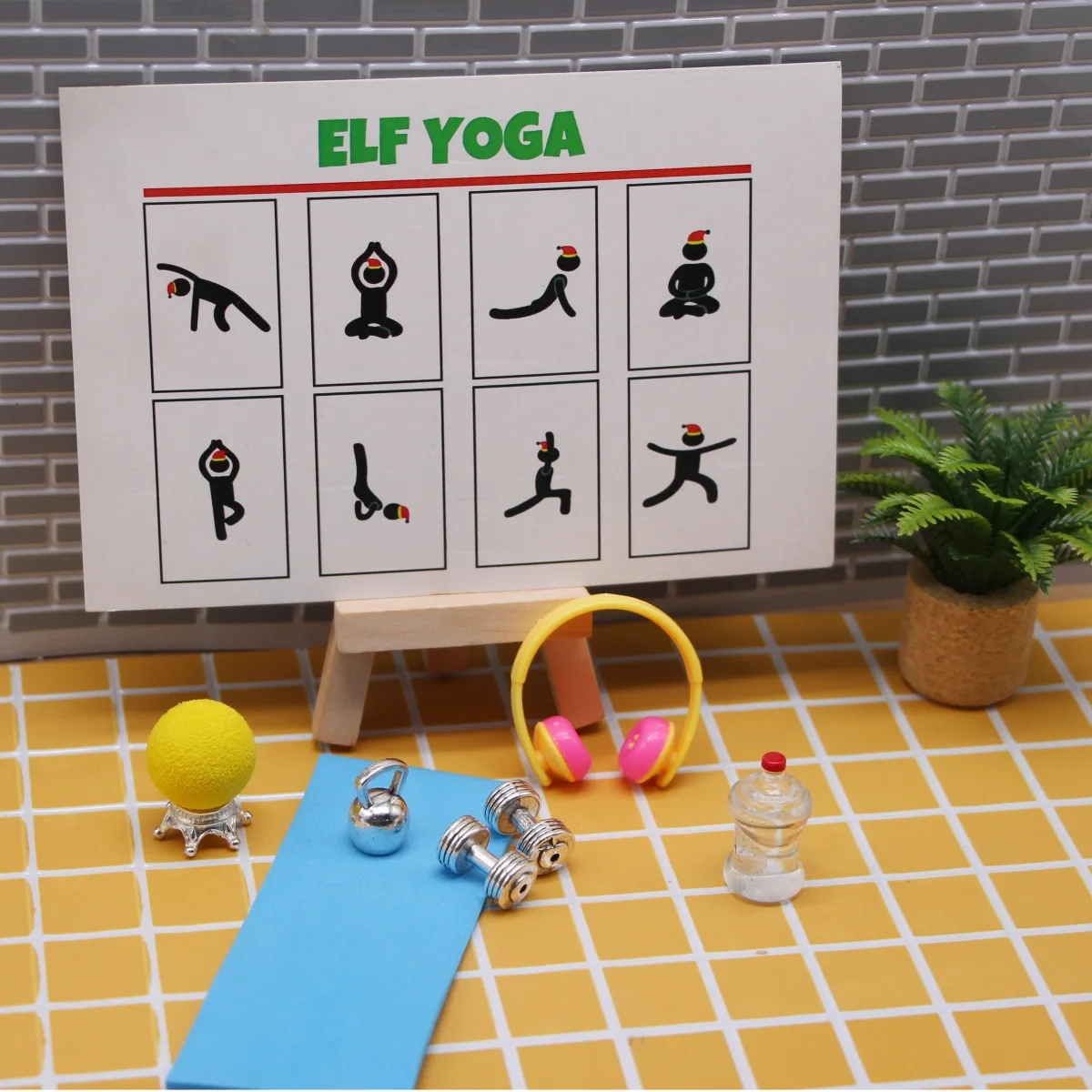 Dollhouse Mini Sports Equipment Model BJD Doll Miniature Gym Scene Decor Accessories Simulation Alloy Dumbbell Mini Yoga Mat