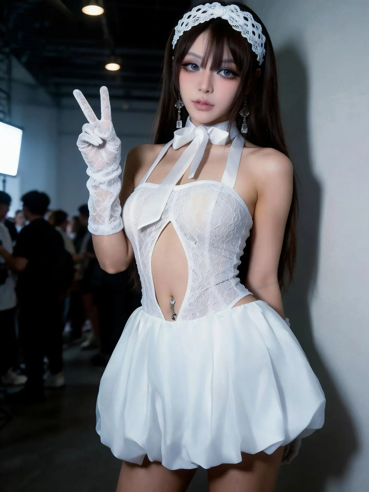 Baimao White Lace Corset Tutu Mini Dress - usage example