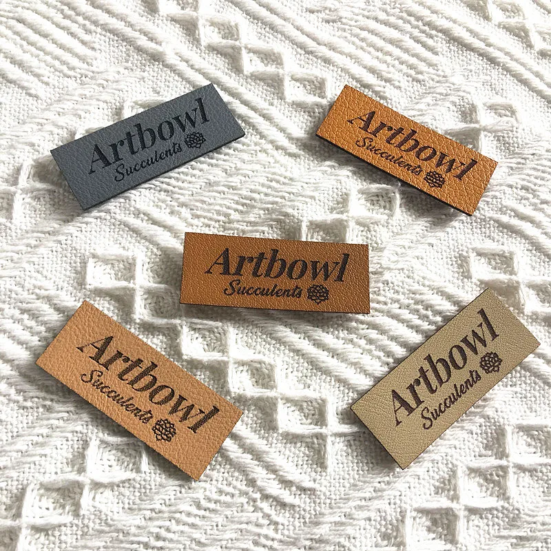 30pcs Sewing labels for handmade items Personalized leather logo tags for clothing knitting Custom laser rectangle crochet label