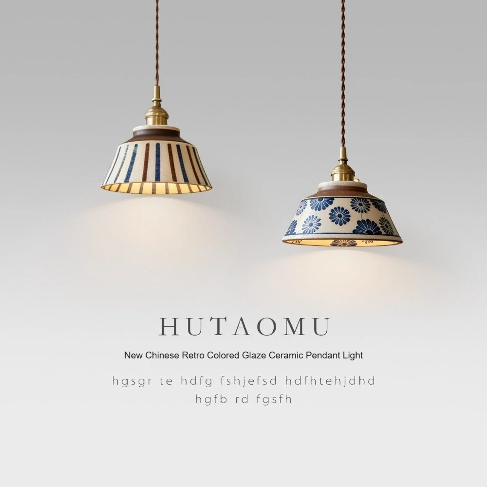 

Vintage LED Pendant Light Freehand Painting Ceramic Copper Pendant Lamp Hanglamp for Home Decoration Living Dining Room Fixture