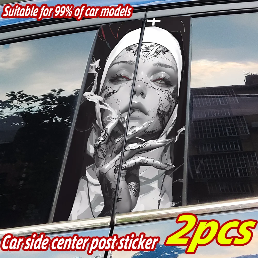 Gothic Nun Sister Car Stickers Auto B-pillar Car Center Column Decor Cover Scratches Waterproof Sunscreen Vinyl Decal Accessorie