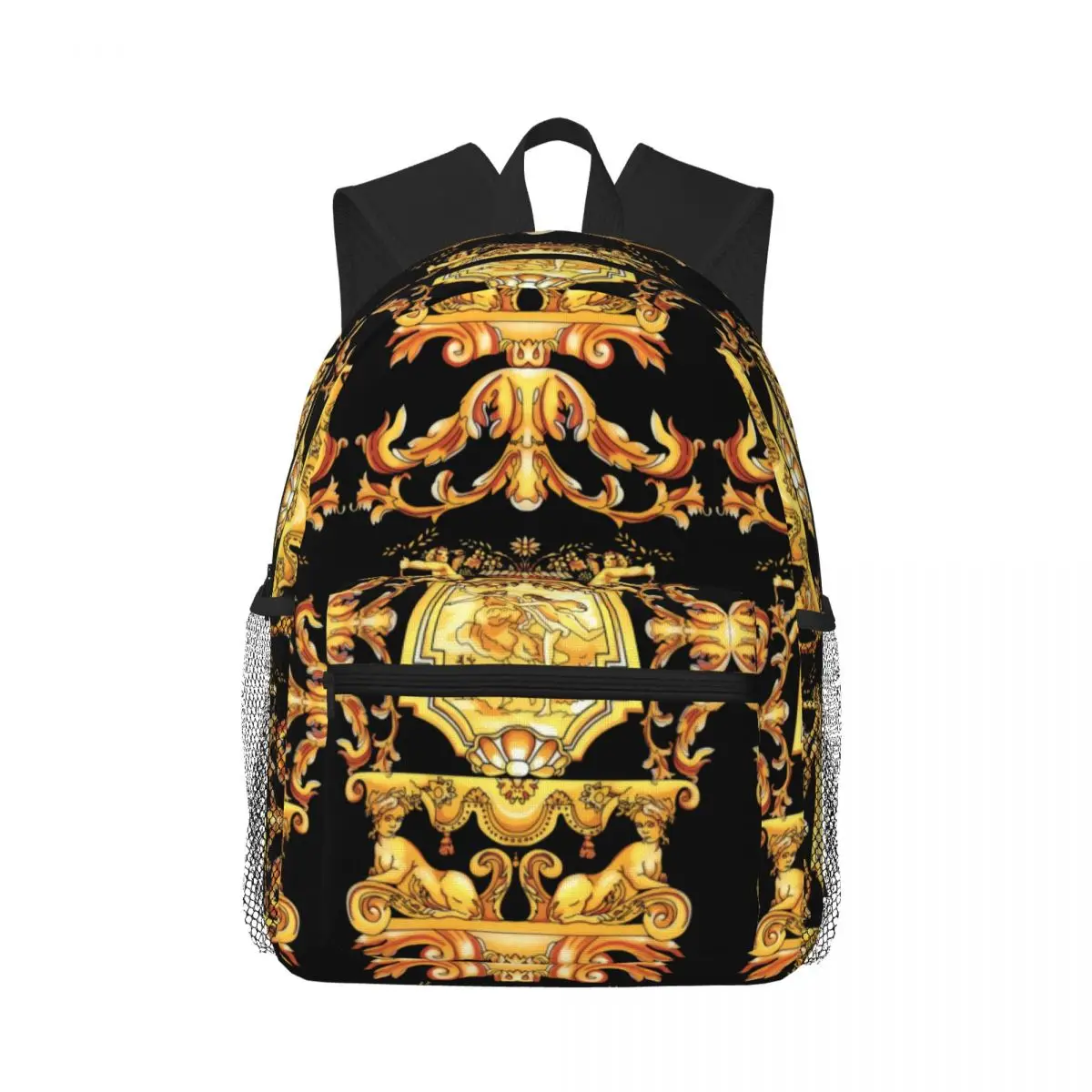 Golden Baroque Laptop Bookbag Computer Bag Hiking Travel Daypack for Women Men