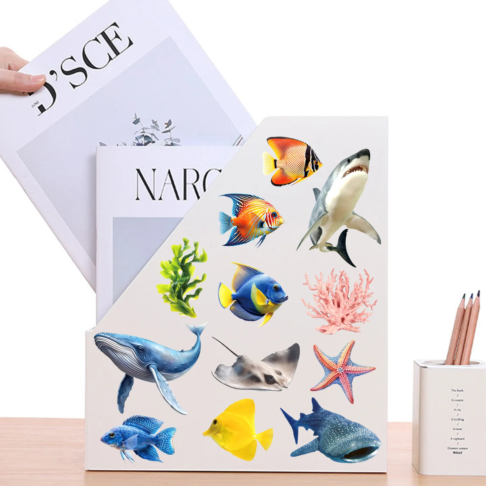 50 قطعة الحيوانات البحرية ملصق شفاف العالم تحت الماء الكتابة على الجدران الديكور دفتر حقيبة الغيتار الثلاجة شارات الهاتف