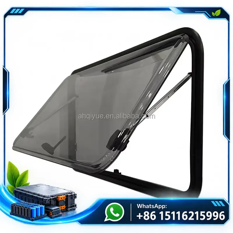 MAYGOOD 700*300mm Round Corner Caravan Camper Trailer Window with Aluminum Inner Frame with Sun Blind and Insect Net for