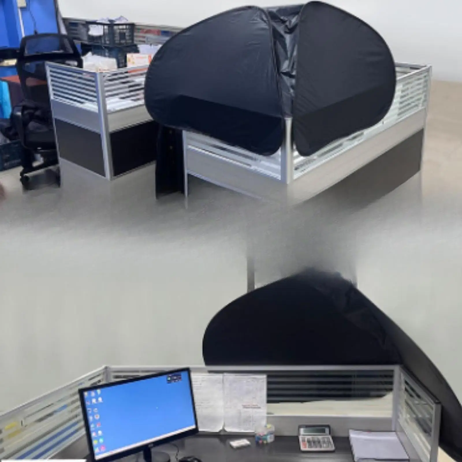 Office Desk Shade Black Rubber Fabric Portable Sun Protection for Corner Type Computer Desk Decor