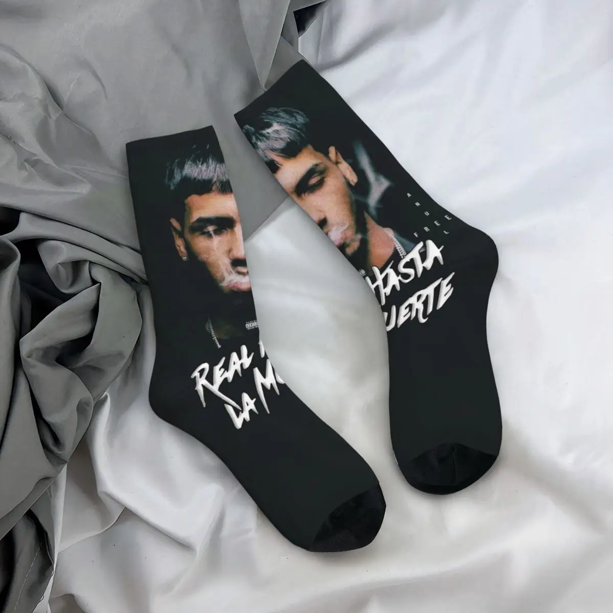 Vintage Anuel AA Rapper Accessories Socks Sweat Absorbing Hip Hop Skateboard Middle Tube Sock Warm for Men\'s Birthday Present