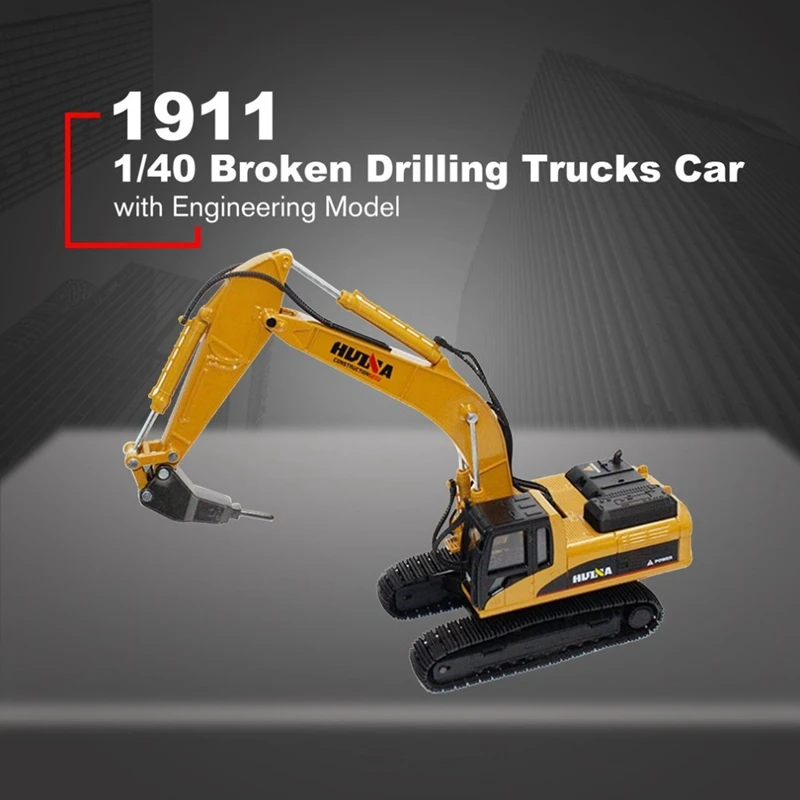 Huina 1811 Diecast 1:40 stopu metalu wiertarka ciężarówka koparki Model samochodu Caterpillar urządzenie inżynieryjne zabawki dla chłopców dzieci prezent