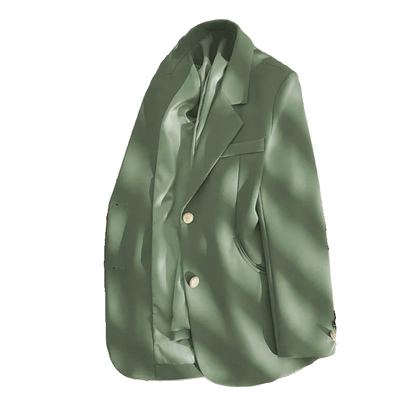 

Spring 2024 Women's Faion Casual s Street Sle Straight Cut Polyester Long Sve Single Button Pure Color Coats Suits