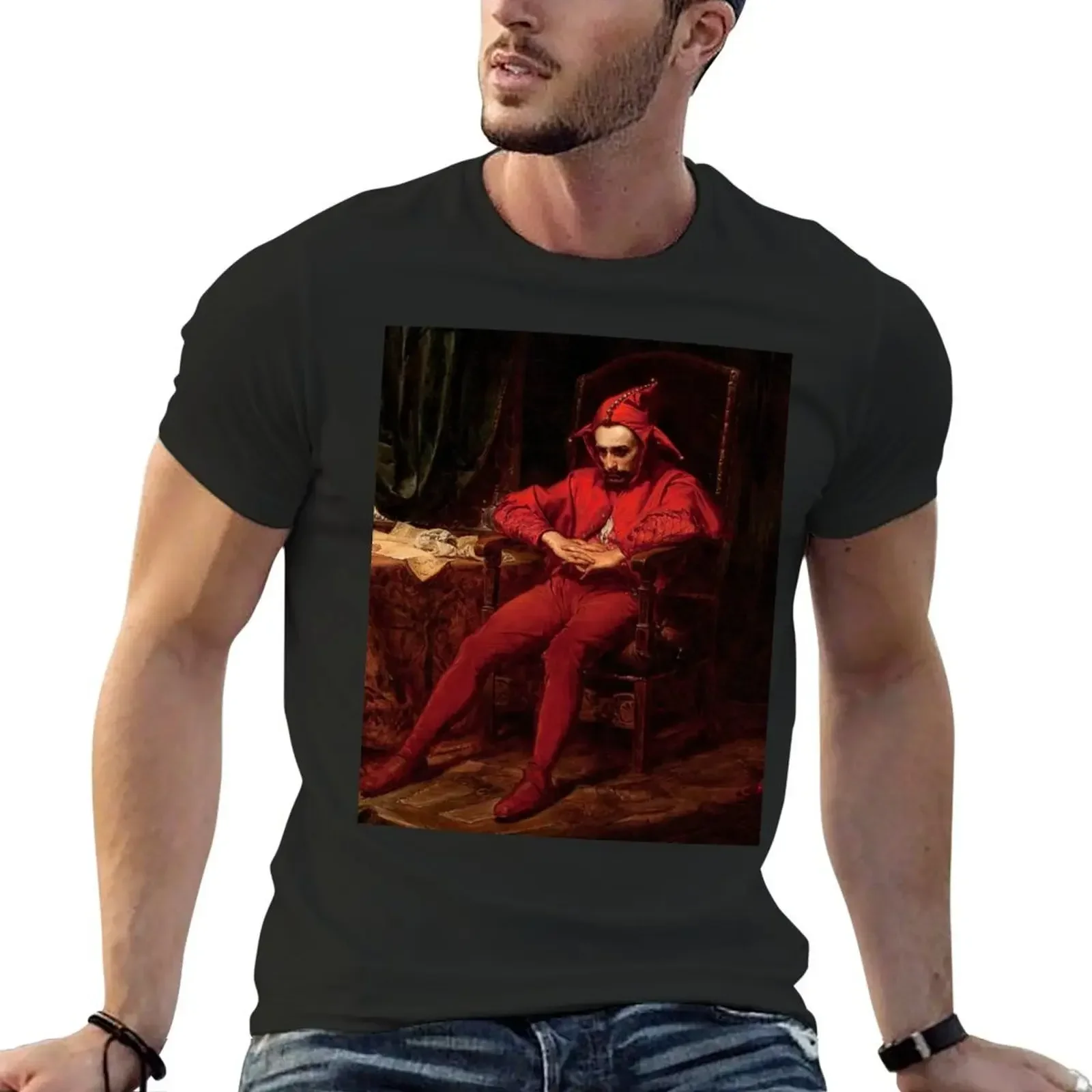 Stańczyk (Sad Red Jester Clown), by Jan Matejko T-Shirt blue archive plus size clothes t shirts for men pack