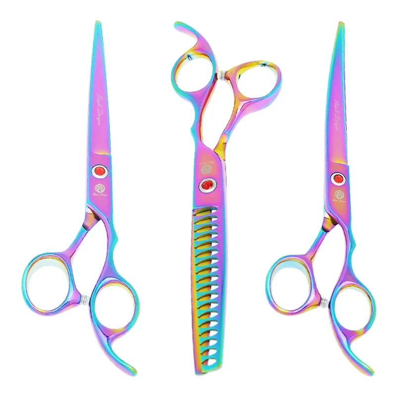 Purple Dragon 7 inch Professional Pet Scissors Japan Steel Dog Cat Grooming Shears Animals Hair Cutting Thinning Tools B0018B