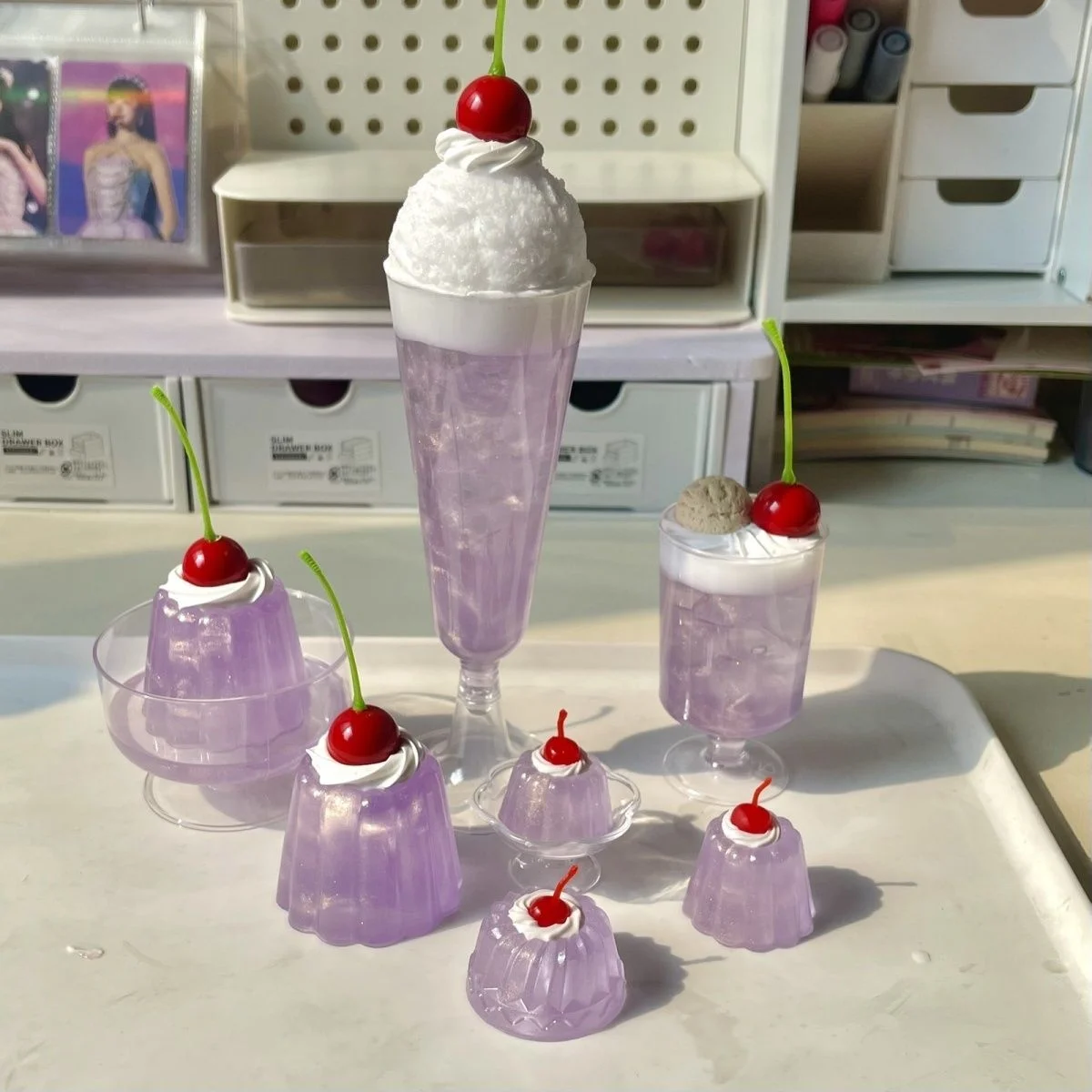 Adornos de té estilo Showa, gelatina de refresco de melón y miel antigua, pegamento que gotea para chica, producto terminado, accesorios para fotos 2D, verde