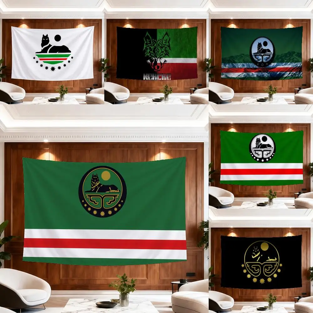 C-Chechen Republic Flag Tapestry Custom Living Bedroom Party Dormitory Interior Wall Bohemian Decoration Attached Clip