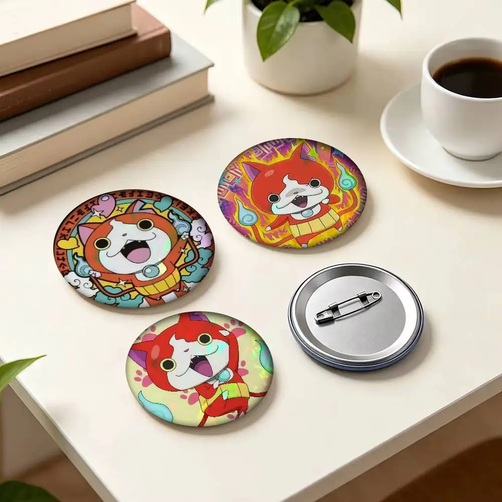Anime J-Jibanyan Enamel    Cartoon Brooches Anime Badge Round Handmade Brooch Lapel Pins Jewelry For Backpack Clothes Gifts