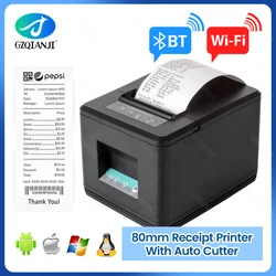 80mm Thermal Receipt Printer Desktop 230mm/S POS BT Printer With Auto Cutter Windows Driver ESC/POS Support Window