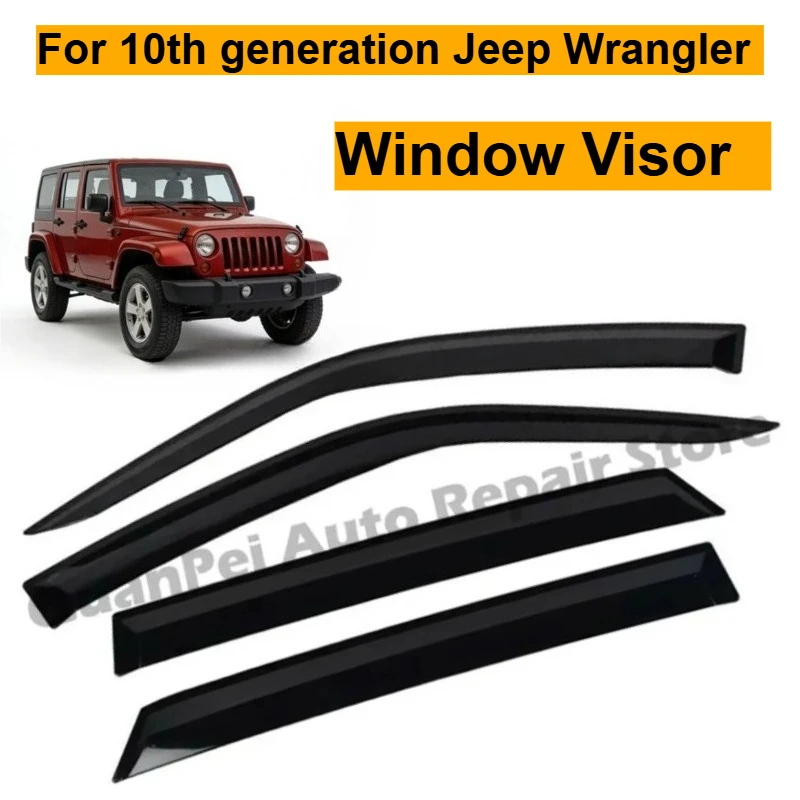 Deflectores de Lluvia para Jeep Wrangler 2007-2023, Protectores de Ventana, Visores de Puerta, Accesorios