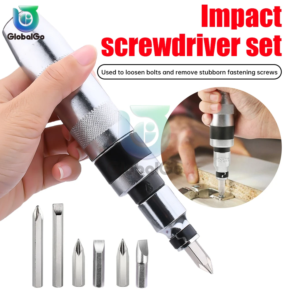 

Impact Screwdriver Set Heavy Duty Shock Screw Driver Chisel Bits Tools Kit Flat Screw Extractor Remover