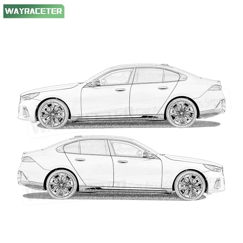 2 قطعة الباب الجانب المشارب تنورة ملصق فينيل لسيارات BMW 5 سلسلة 2024 2025 G60 530 520d G61 بجولة M60 i5 M الأداء الملحقات #4