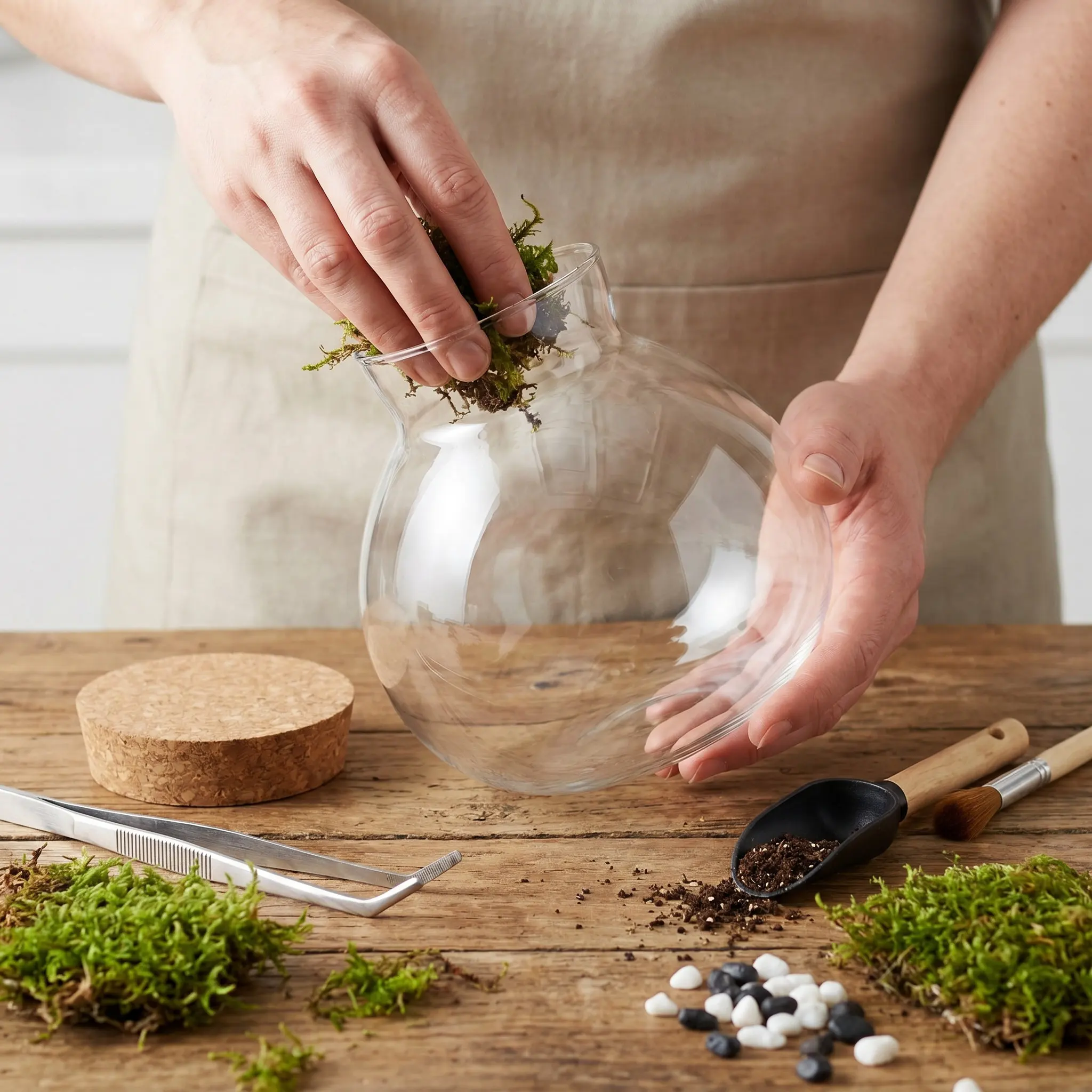 Glass Landscape Bottle Ecological 15cmx16cm Round Cork Lid Micro Landscape DIY Terrarium Home Decoration Moss Bottle