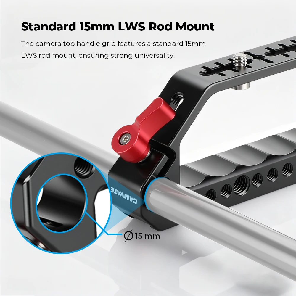 Camera Top Handle Grip With Cold Hot Shoe Quick Release Cheese Mount 15mm Rod Clamp for DSLR Camera Rig Handsgrips