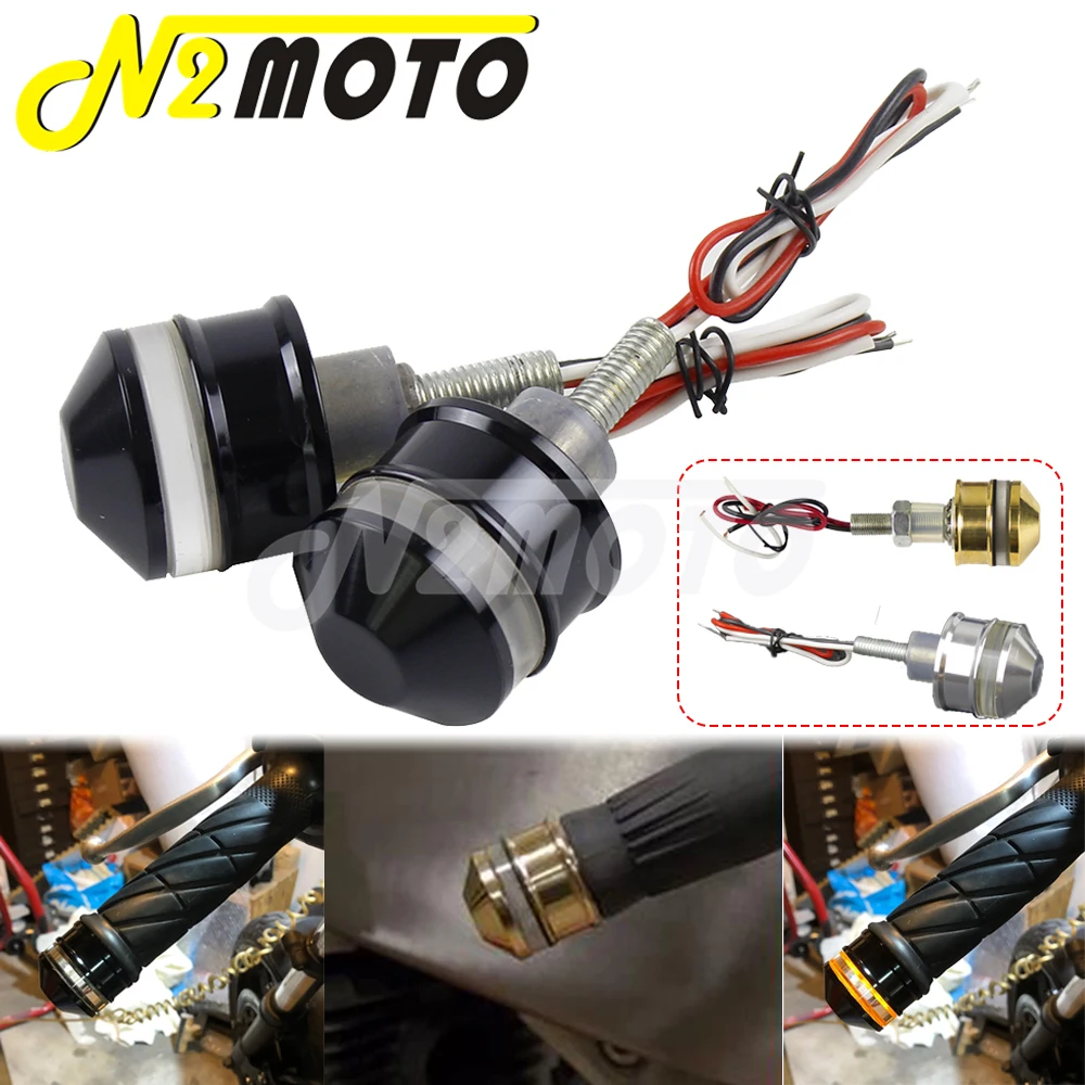 

Motorcycle 1" 25mm Handle Bar End LED Turn Signal Indicator Light Universal For Harley Cafe Racer Chopper Bobber Honda Suzuki