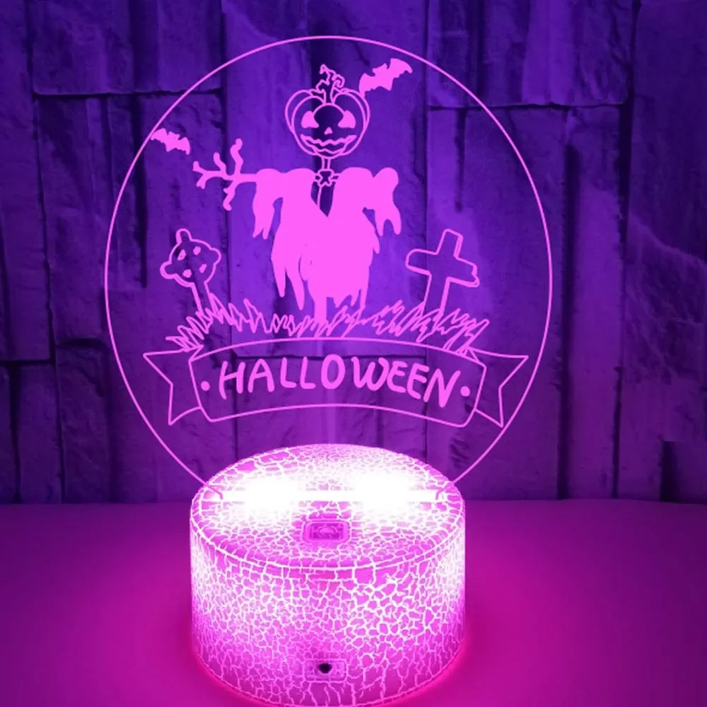 Pumpkin Ghost LED USB Night Light, 7 cores diferentes, abajur de cabeceira do quarto, presente decorativo para crianças de Halloween