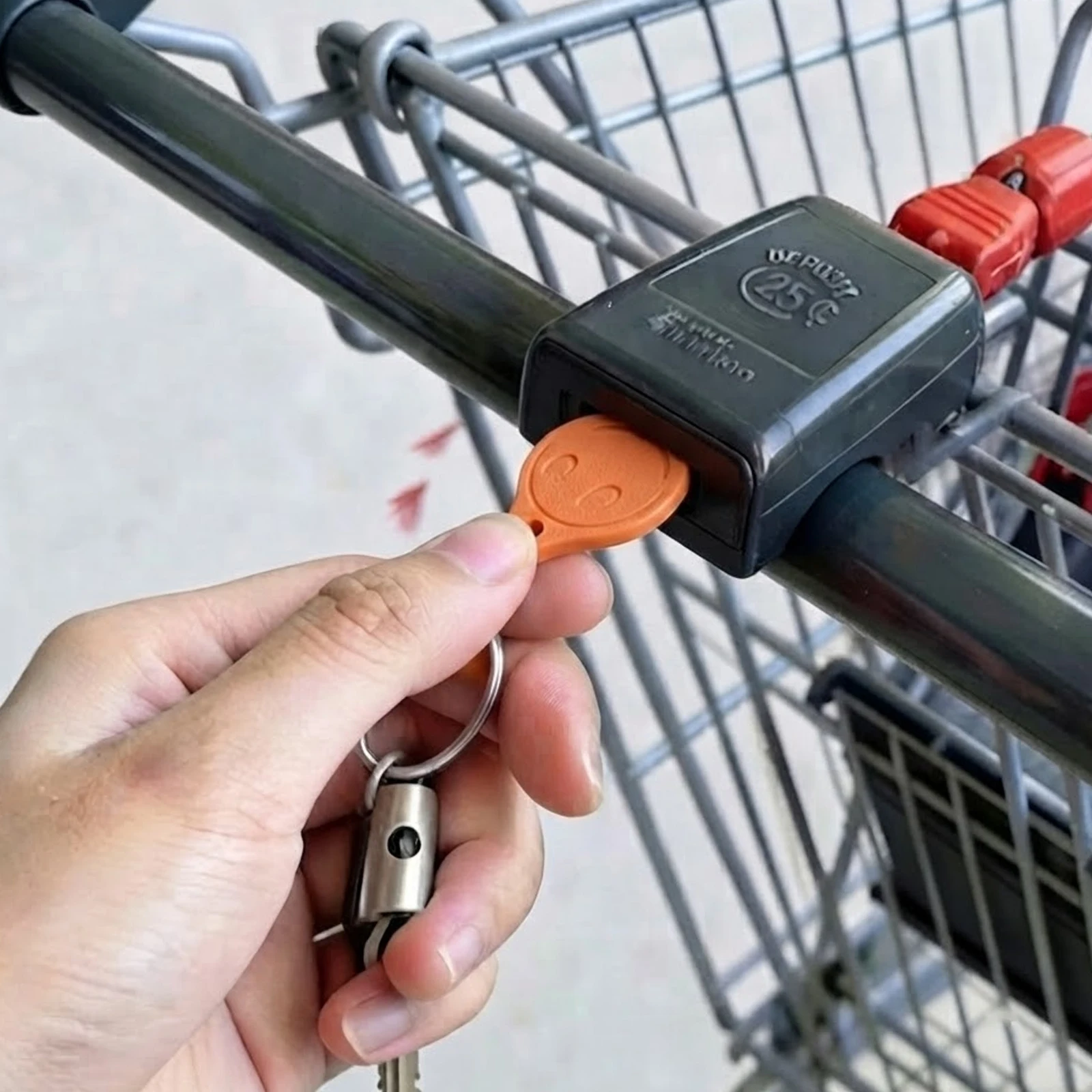 5PCS Smiley Face Shopping Cart Token Keychain 3D Printing Portable Supermarket Trolley Unlock Coin with Key Ring